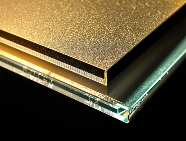 Laminated PVB glass configuration — acoustic performance cross-section detail