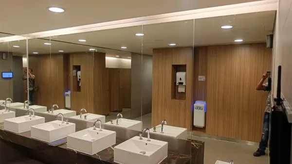 Mirror installation detail showing substrate replacement